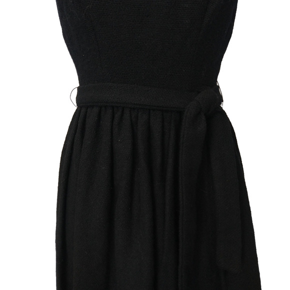 Vintage 50s Marek New York Black Maxi Dress Size S Wool Blend Belted Avant Garde - Picture 3 of 10